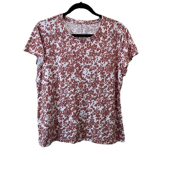 LC Lauren Conrad Floral Short Sleeve Top Boho Cottage Womens Size XL Pink Rust - Picture 1 of 8